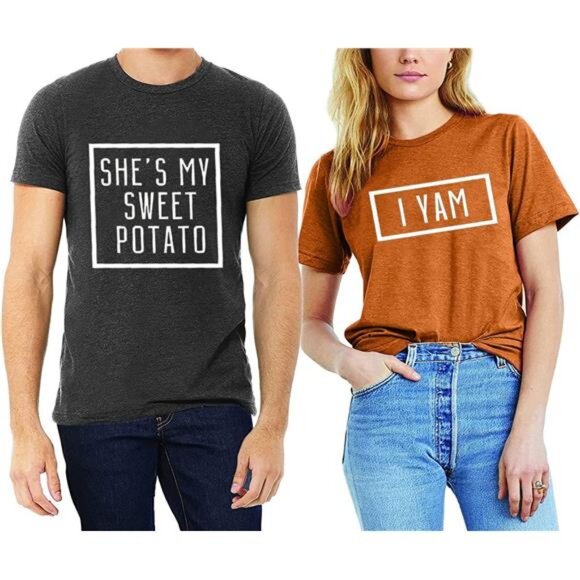 "She's My Sweet Potato, I Yam" Matching Thanksgiving Couples Shirt - Picture 4 of 7